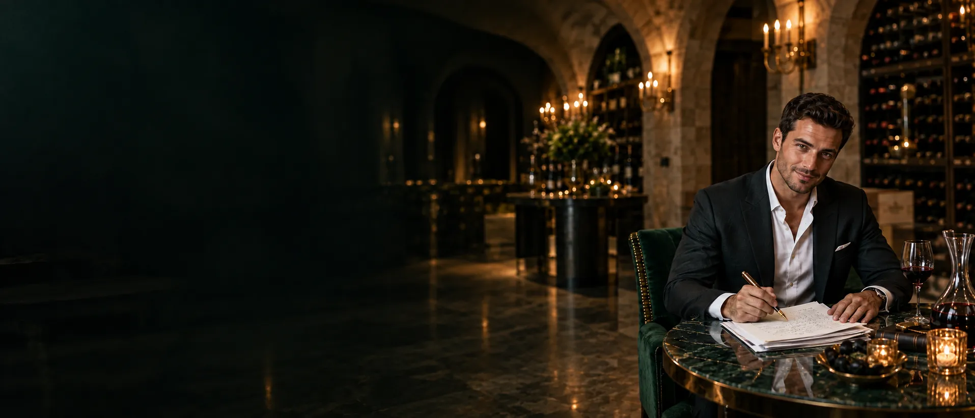 Grant Fenwick, the casino guide author, at work in a wine cellar