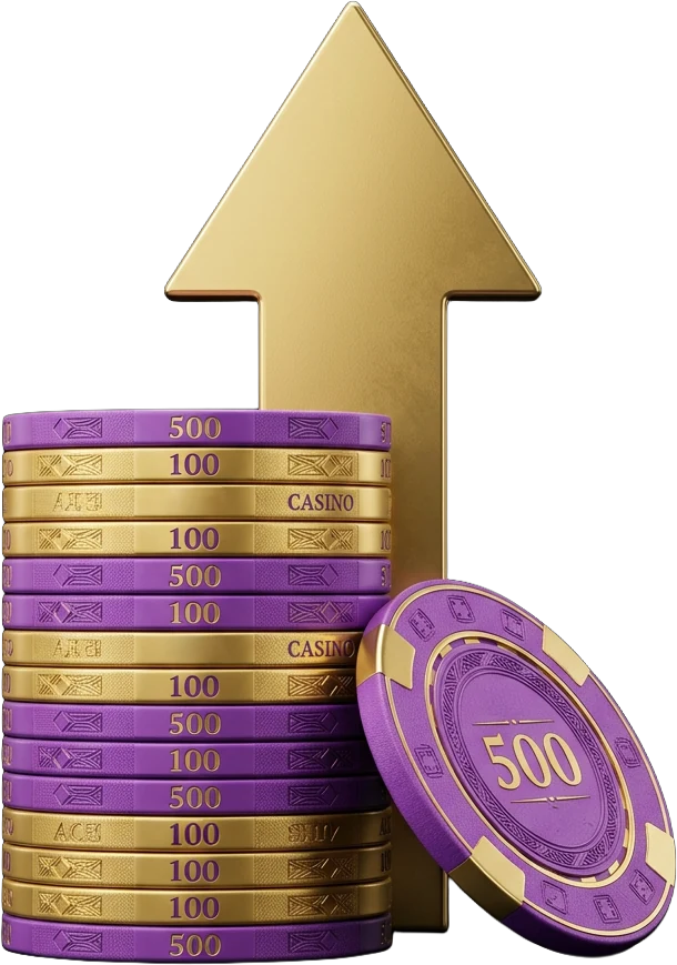 Purple and gold poker chip stack, standing in for the weekly reload tiers