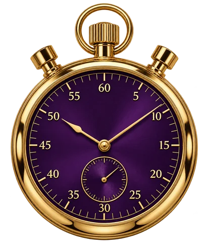 Pocket stopwatch with a purple dial and gold case