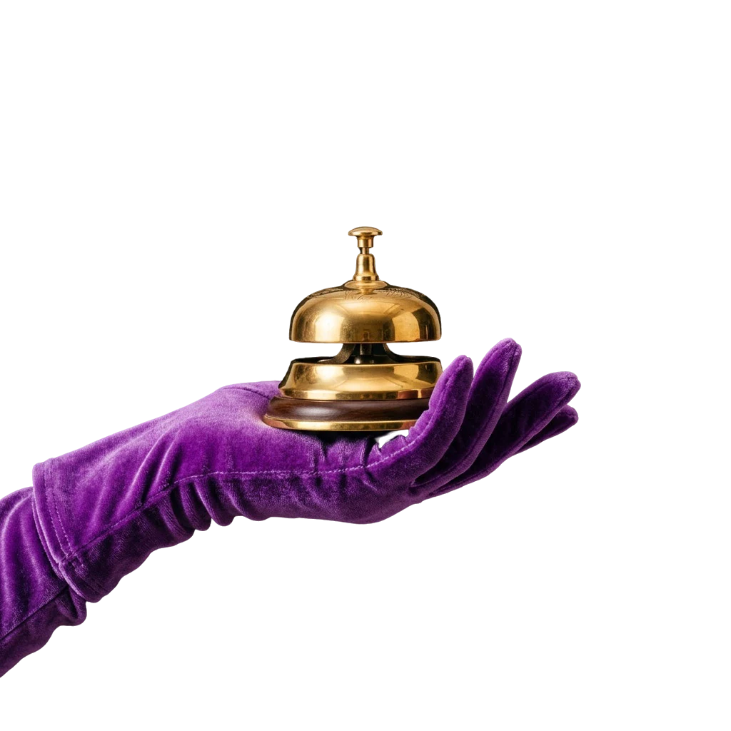 Gold service bell, ready to call for a quick answer